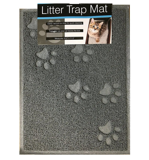 Grey soft rubber cat litter trap mat with non-slip backing