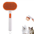 Self-cleaning cat deshedding brush with retractable pin release button